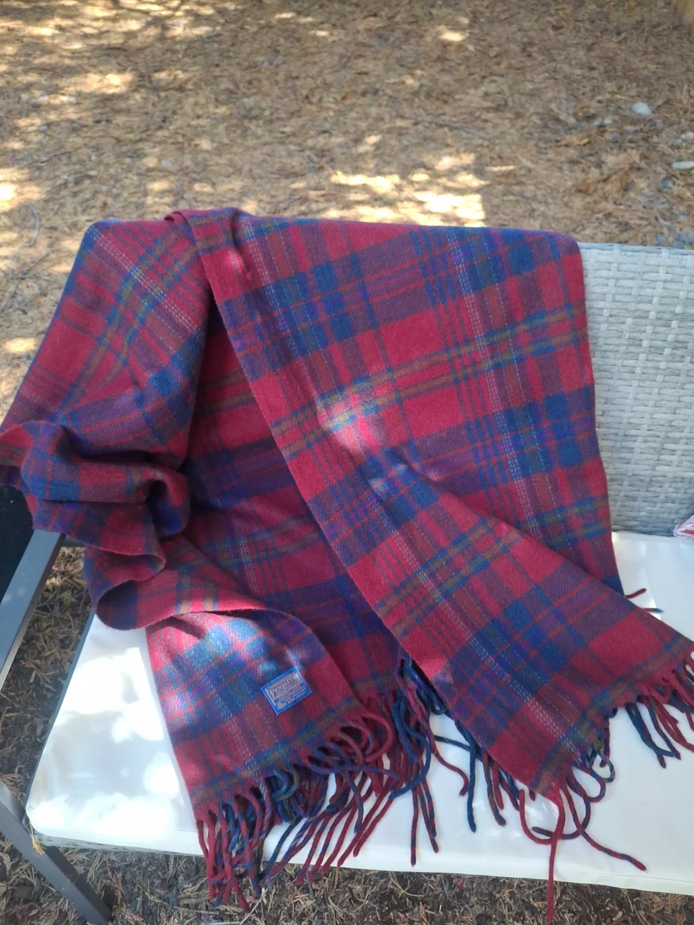 Pendleton Wool Blanket Plaid Fringe Throw Virgin Wool 52x66